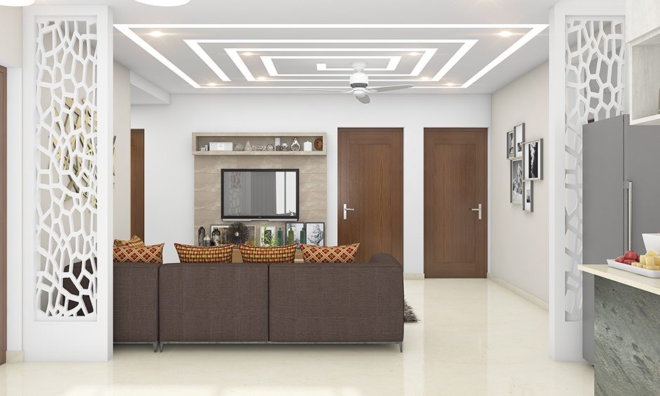 Types of false ceiling in india with recessed lights and cove lighting 