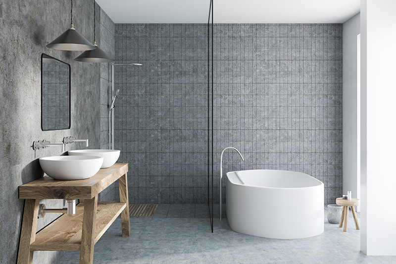 Bathroom floor tile design with a patterned cement tiles make for a bonny bathroom