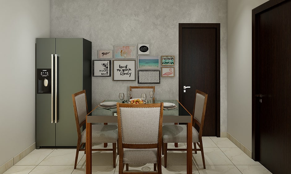 Modern dining room wall decor with family photos, snaps add fun to your space