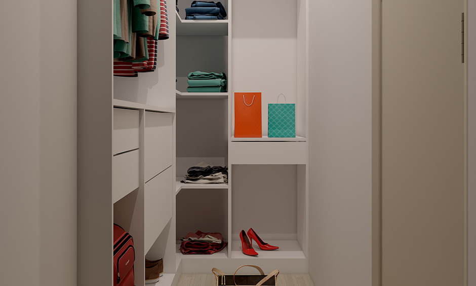 Dressing cupboard for small spaces with smart walk-in-closet 