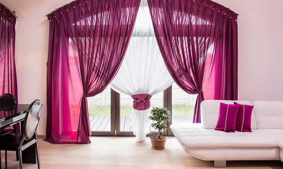 Lavish pink decorative curtains for living room make you fall in love with life all over again