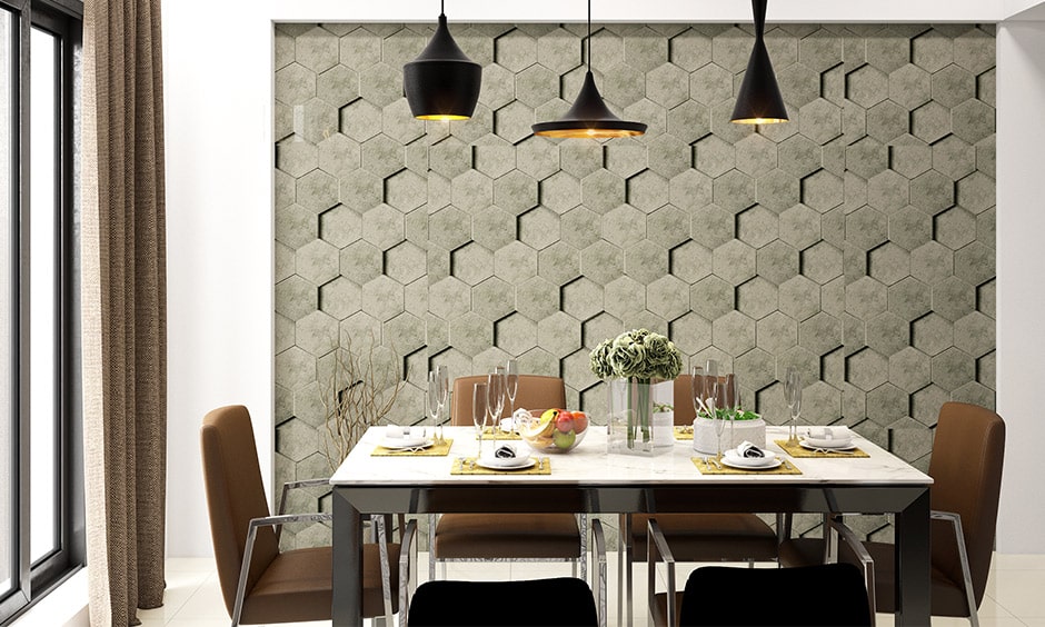 Modern dining room decor with textured walls makes beautiful dining room wall decor