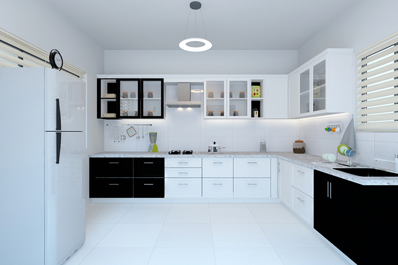 Modern kitchen cabinets colors in black and white