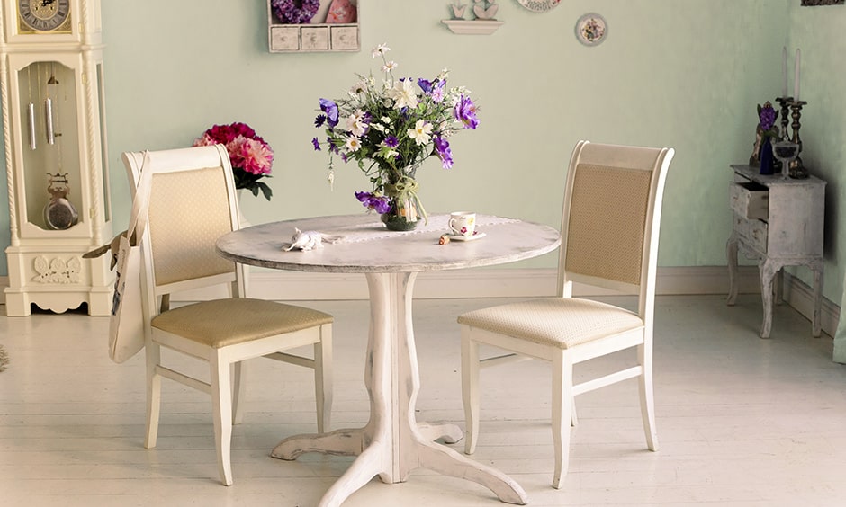 Round dining table design for small spaces with 2 seater round dining table