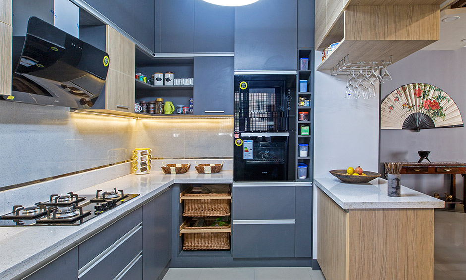 This steel blue gray kitchen is a space that will inspire you to spend more time cooking!