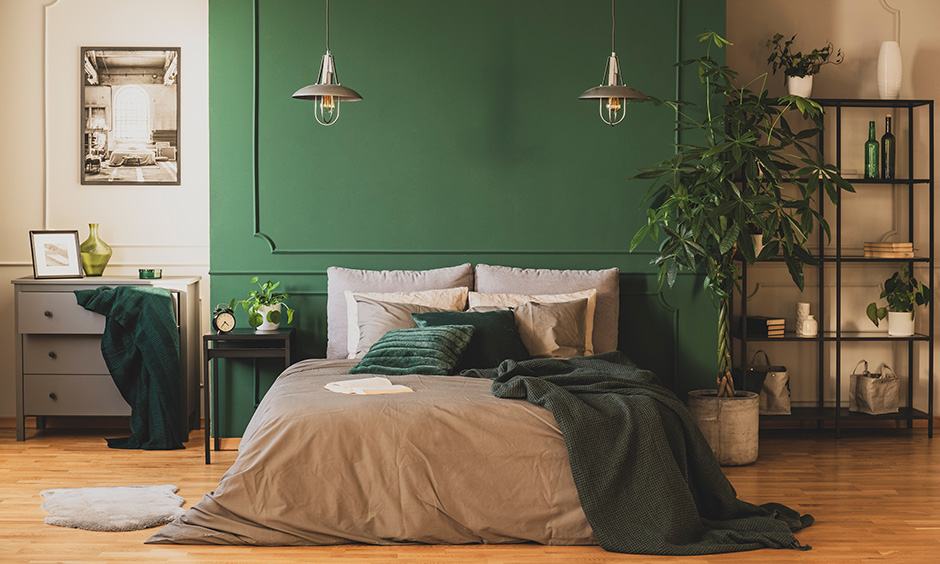 Colour combination for bedroom according to Vastu green and brown as it blends both colours that represent the earth.