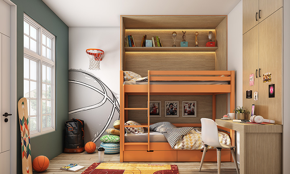 Game room ideas with a basketball hoop in the kid's room will be a great game room decor idea