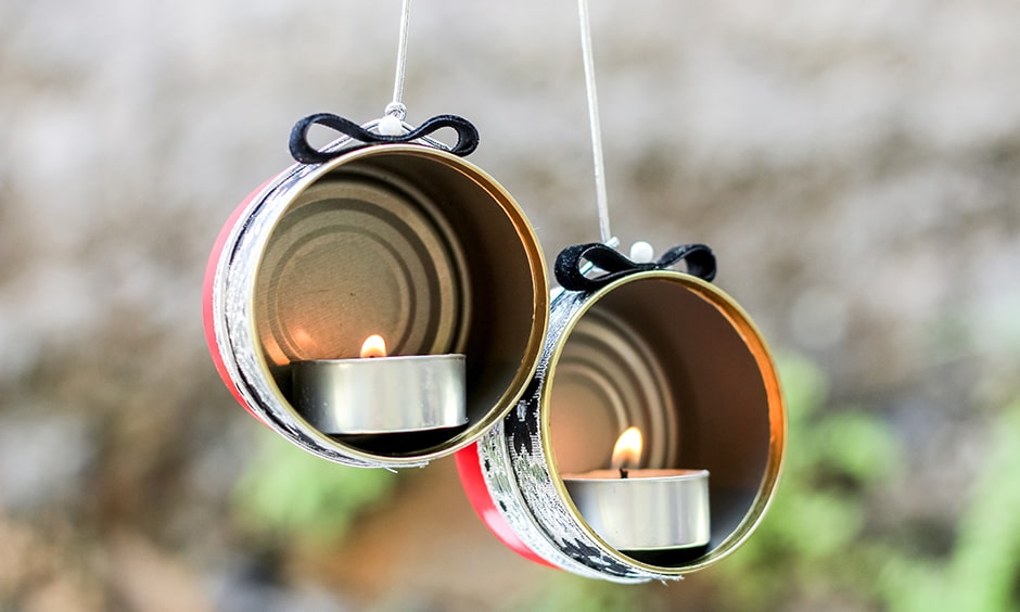 DIY light with processed food cans