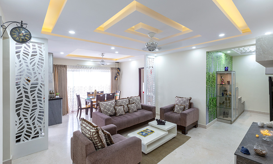 Living area designed by interior companies in bangalore  designed in a minimalistic way by apartments interior designers in bangalore