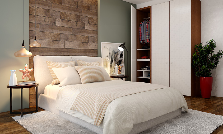 Master bedroom modern wardrobe design with all feature like a wall-mounted shoe rack brings luxury in a walk-in wardrobe