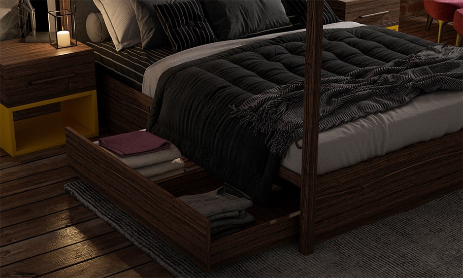 Storage solutions for small bedrooms with a bedside table with multi-functionality