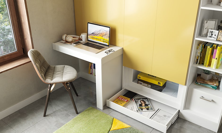 Skirting drawers are clever storage ideas for small bedroom