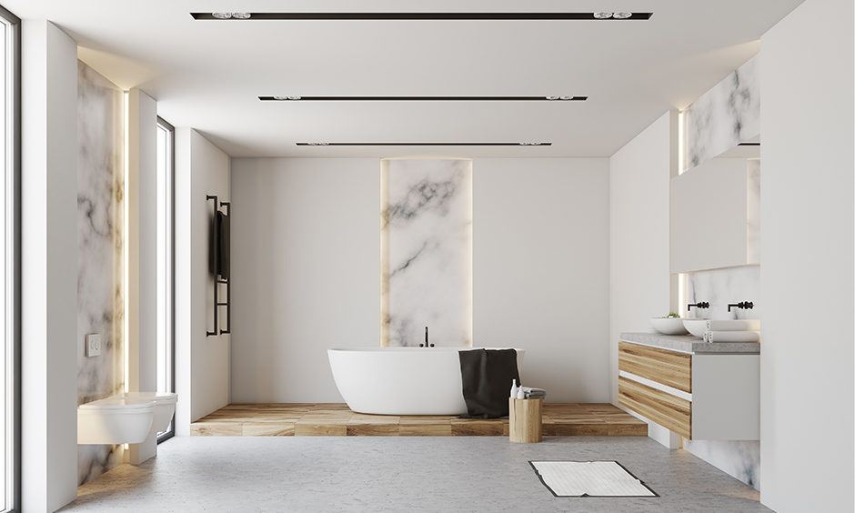 A zen inspired luxury bathroom design which is a perfect example of less is the new luxury