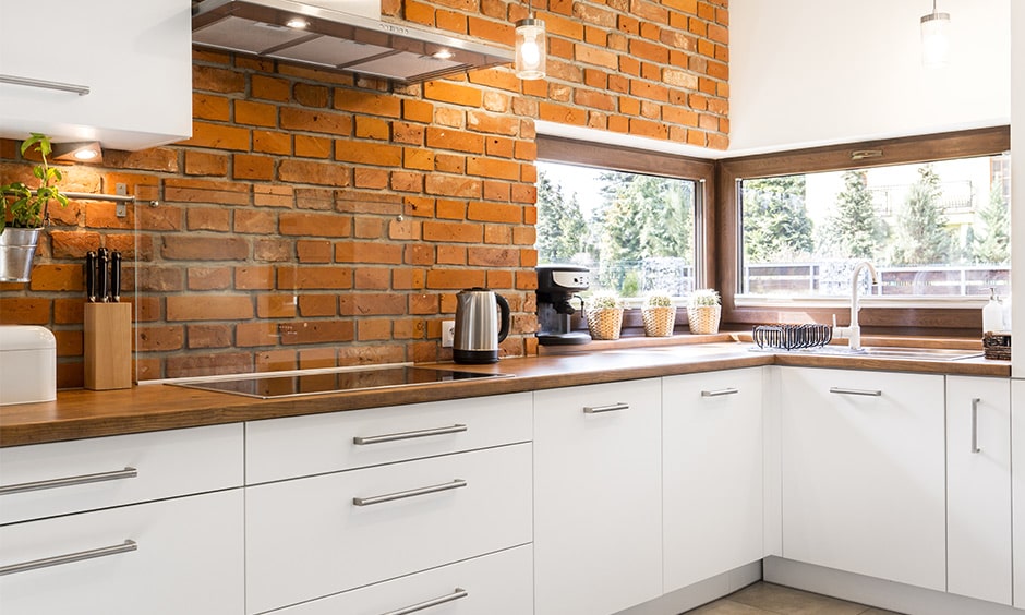 Brick backsplash design gives a rustic and organic look for your kitchen