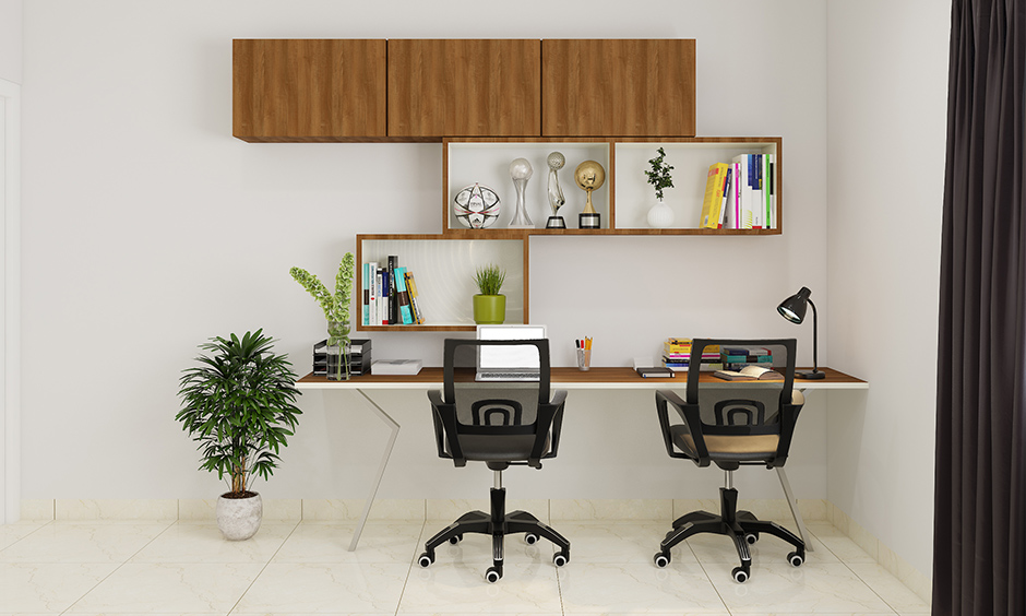 White coloured study table in a minimalistic design 