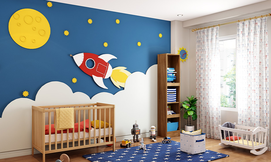 blue and white curtain color combination for kids' room