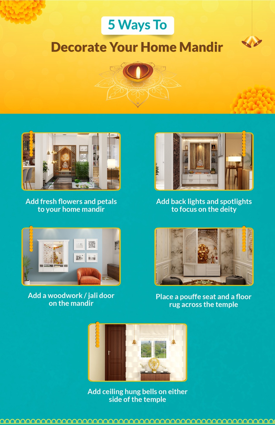 Five ways to decorate your home mandir