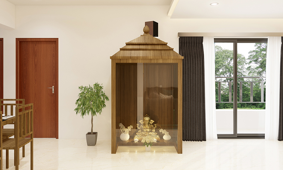 Classic pooja room glass door designs images with a clear, smudge-free and no-frills attached