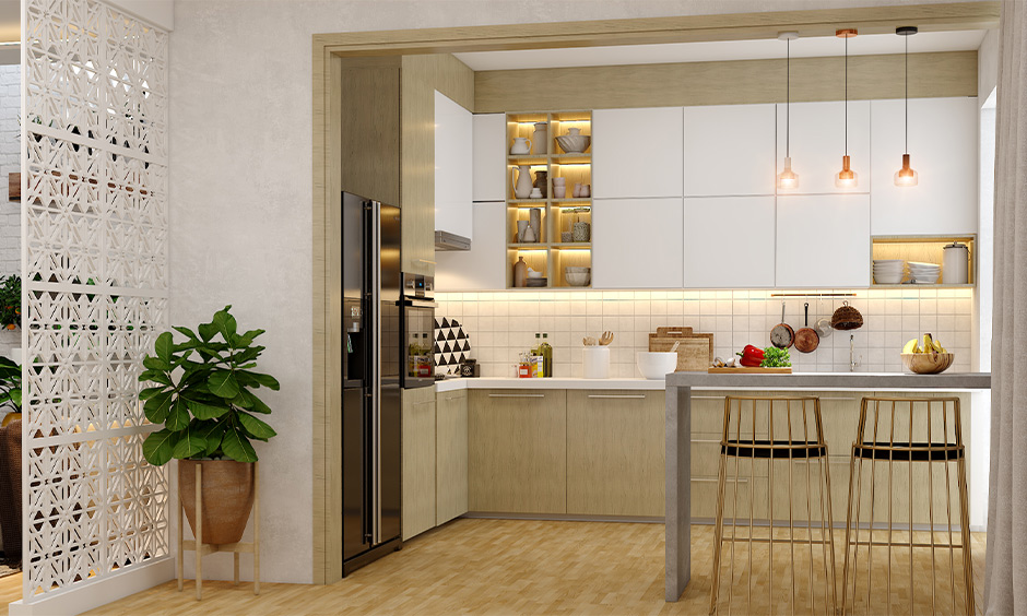 Modern wooden modular kitchen designs which is incredibly iconic and easy to maintain