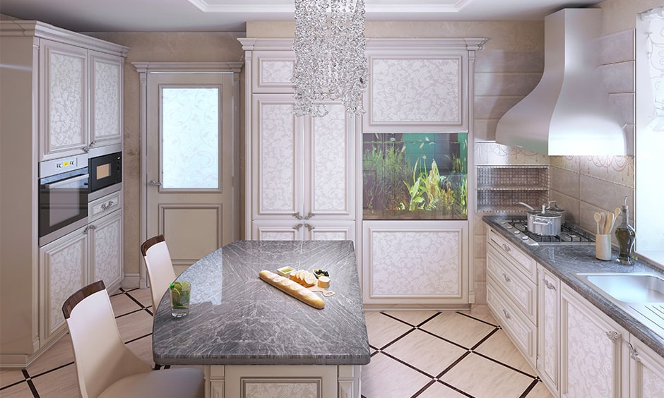 Patterned grey granite countertop for your kitchen island