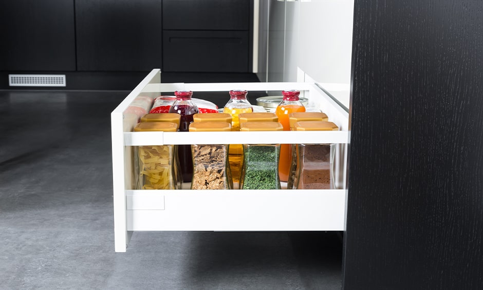 Spice rack in modular kitchen to keep your jars and bottles perfectly organized