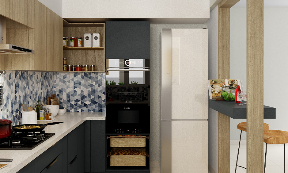 Textured white granite kitchen countertops blend with both the decor principles any day.