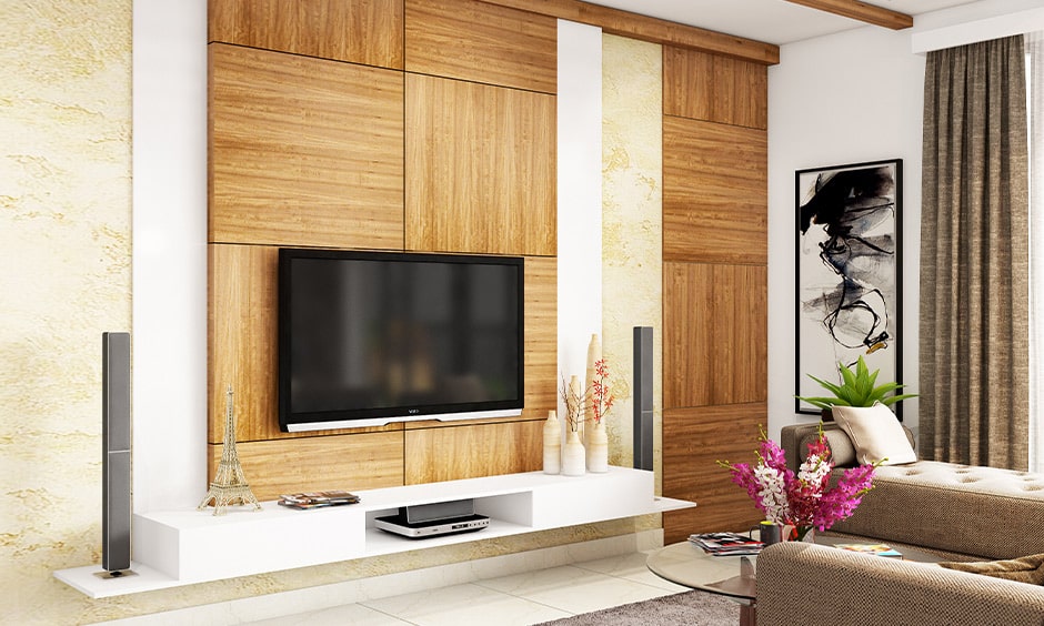 Living room tv panel with a contemporary tv panel design