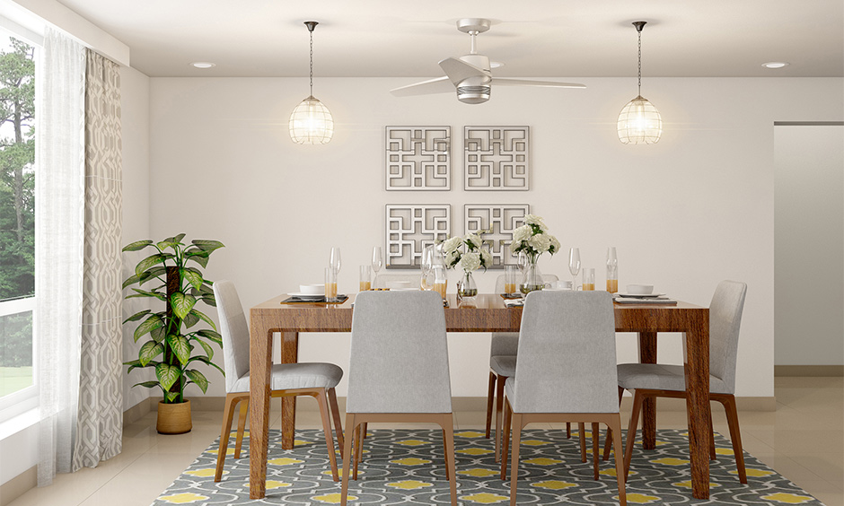 Hanging dining room lights for dining room having white walls