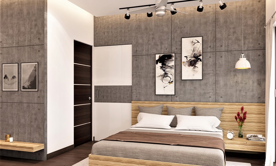 Grey and white are the best wall colour combination for indian small bedrooms