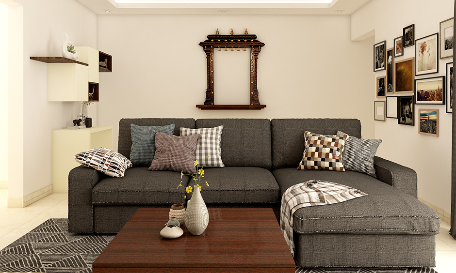 Dark wood furniture living room decorating idea with rugs lift the vibe of the living room.