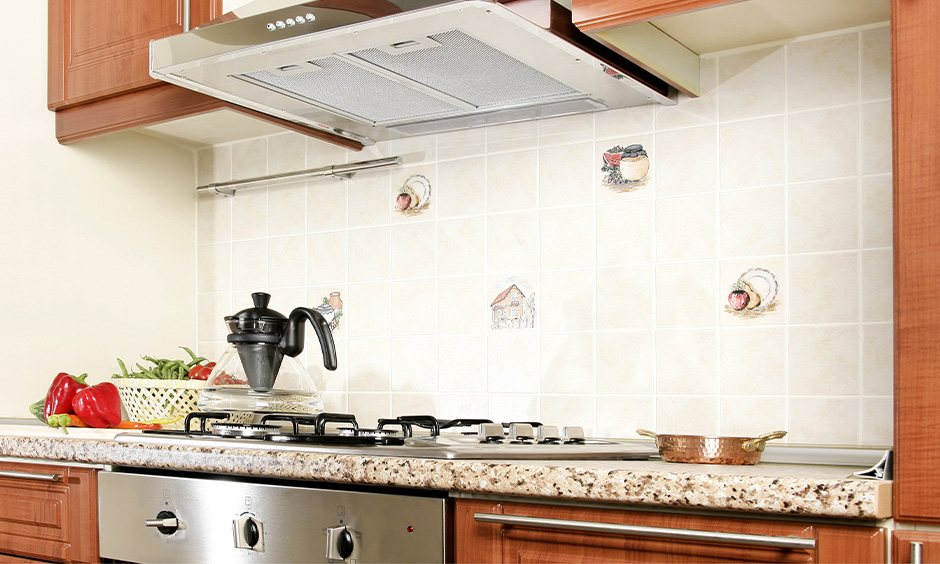 Eurodomo chimney kitchen type with an auto-cleaning function and designed with LED light.