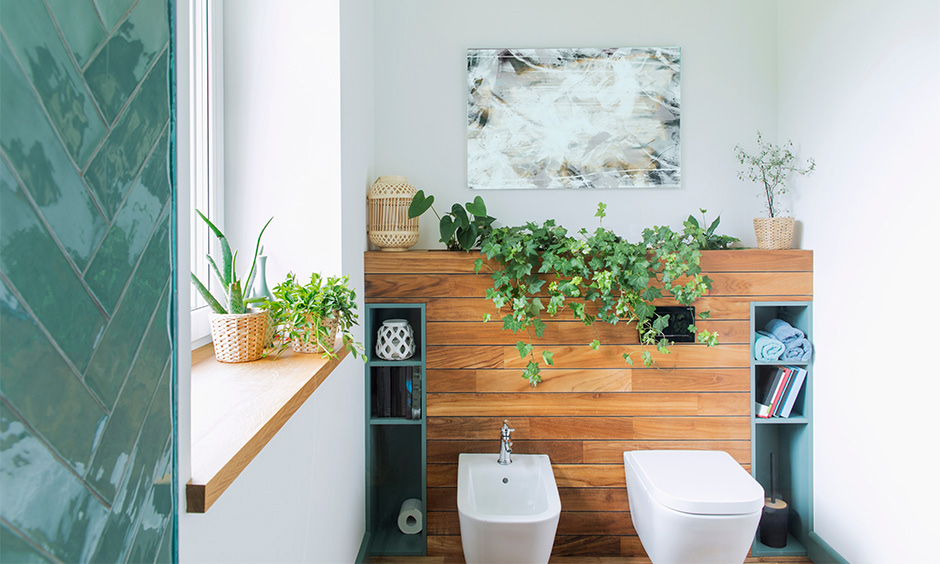 Decorate the bathroom with plants to cheer up the space