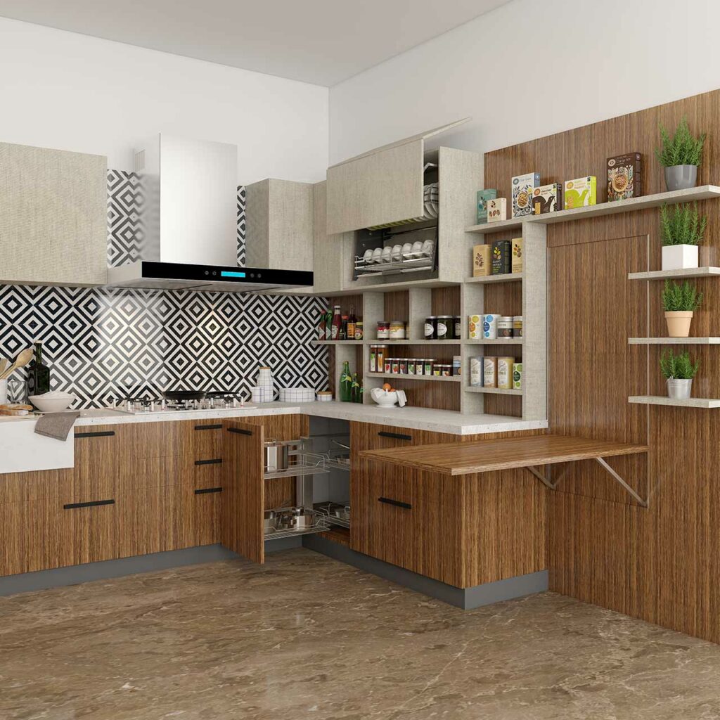 Modular kitchen colour combination Idea With Brown Color for kitchen cabinet colour schemes