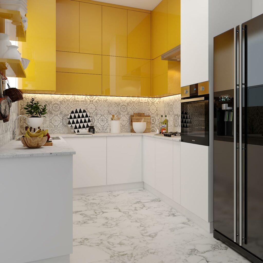 Kitchen cabinets color combination with wall color with yellow for kitchen furniture color combination