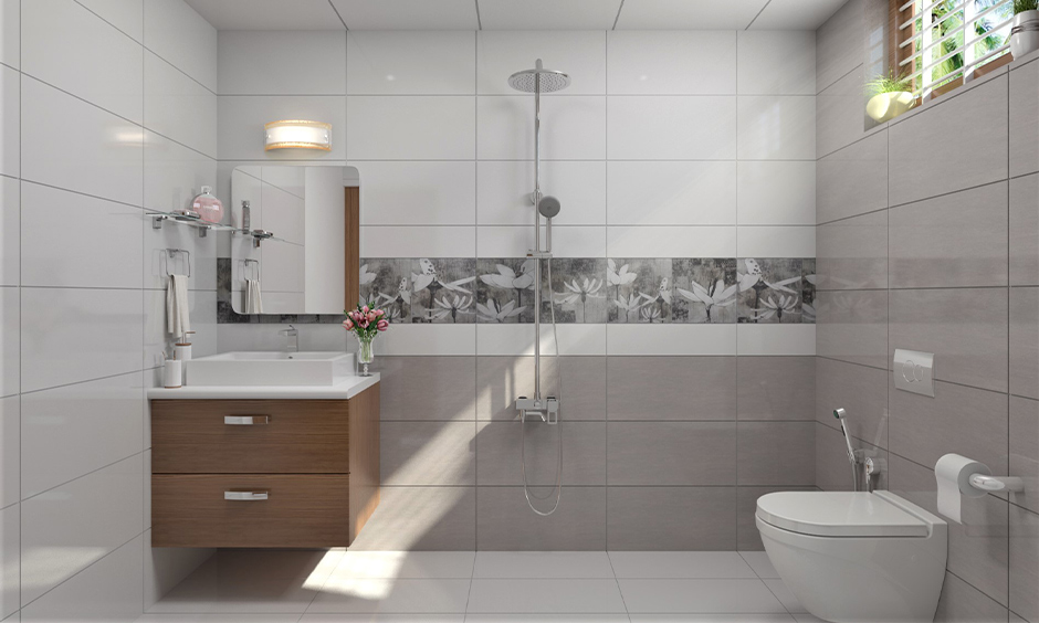 Granite bathroom countertops with a trough sink in the white bathroom looks simple yet elegant