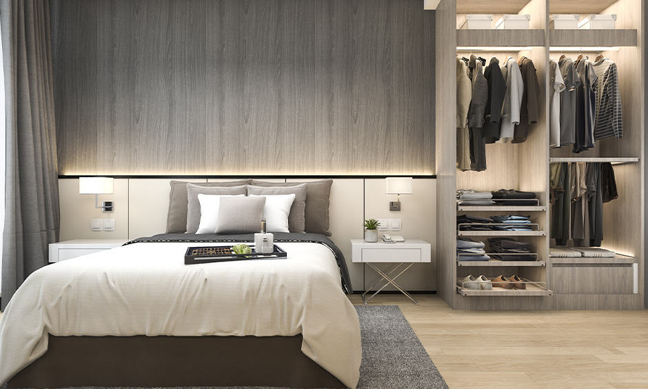 Open wardrobe design for master bedroom