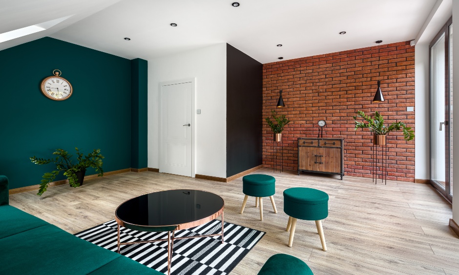 Minimal living with a red-brick stone cladding looks rugged