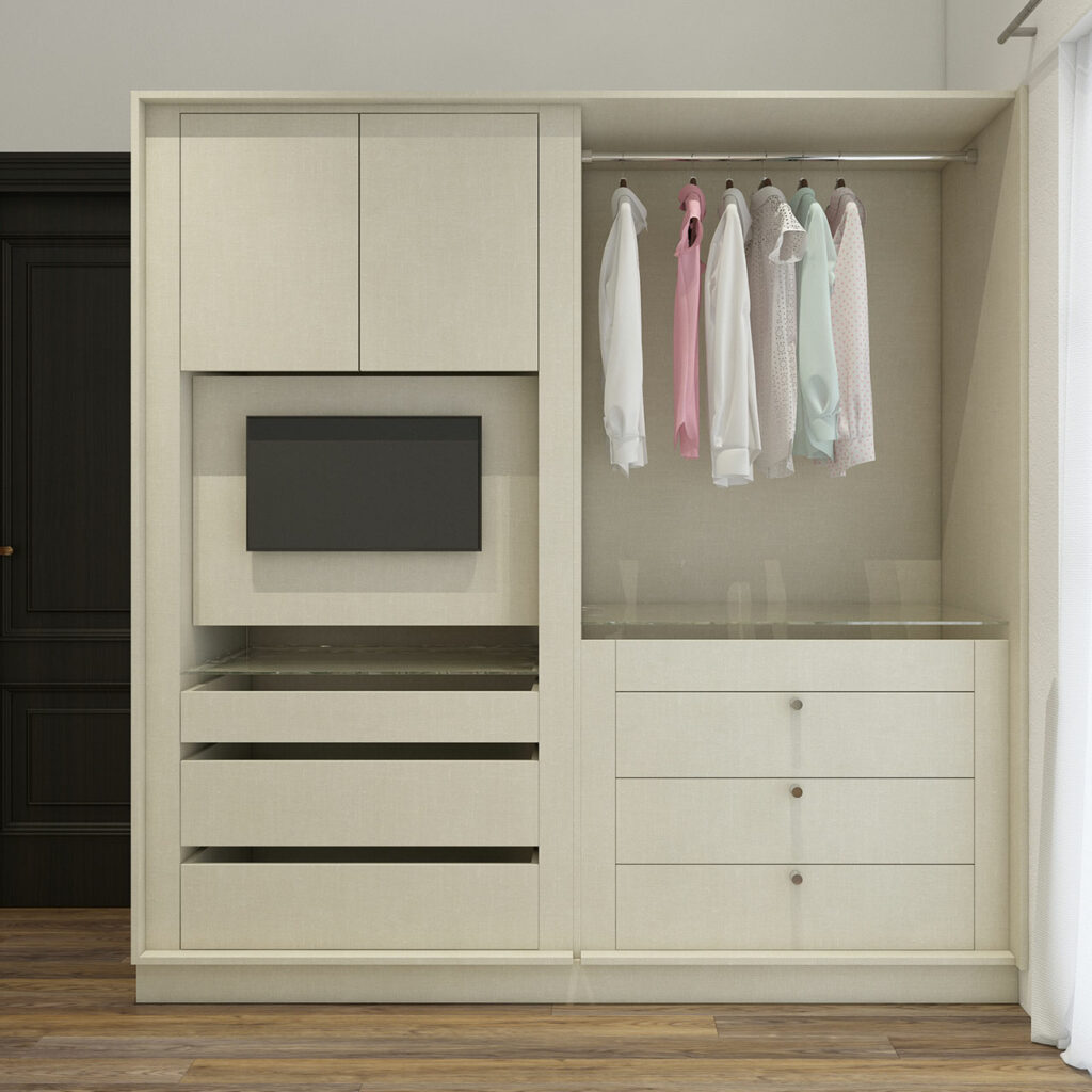 Bedroom wardrobe design with a space for hanging clothes is the latest wardrobe design