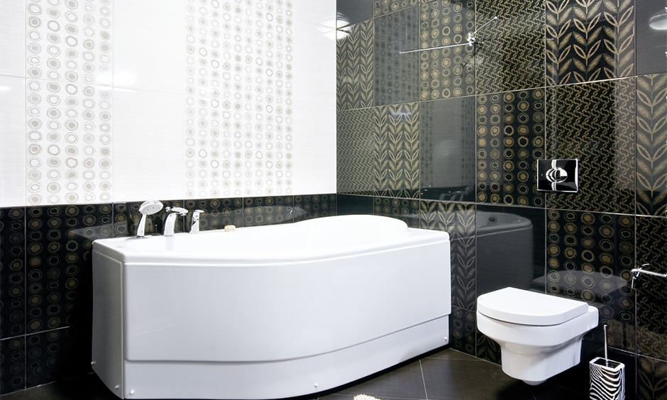 Black tiled bathroom design