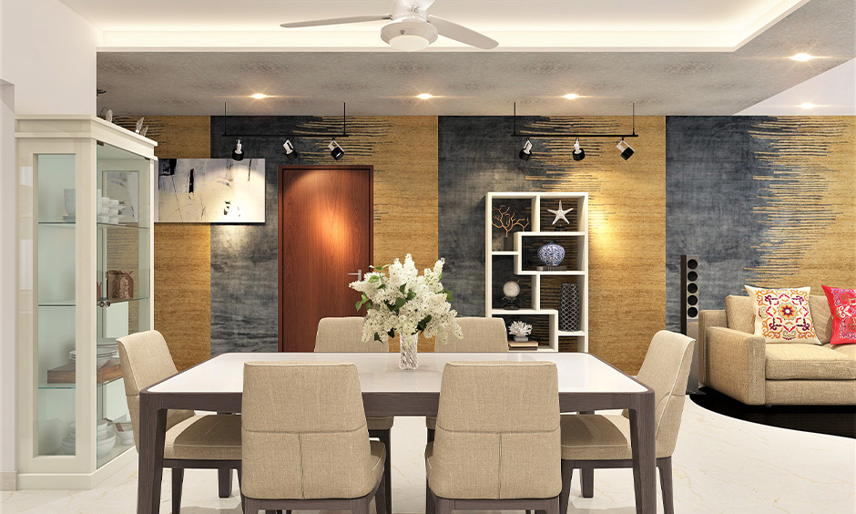 Dining room ceiling fan with a light look versatile and space-saving.