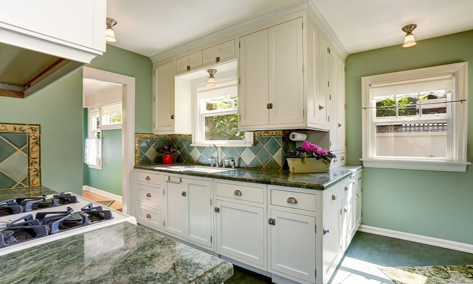 Green granite countertops colors for modern kitchen