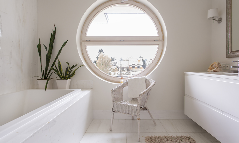 Rectangular-shaped bathroom window in India looks aesthetic