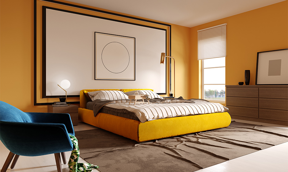 Wall paint color for bedroom idea, master bedroom walls in a shade of yellow coloured look bright