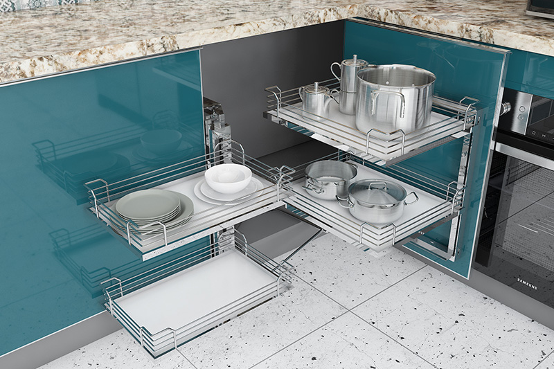 Kitchen cupboard rack, kitchen designed with s utensils rack for organising and hassle-free storage.