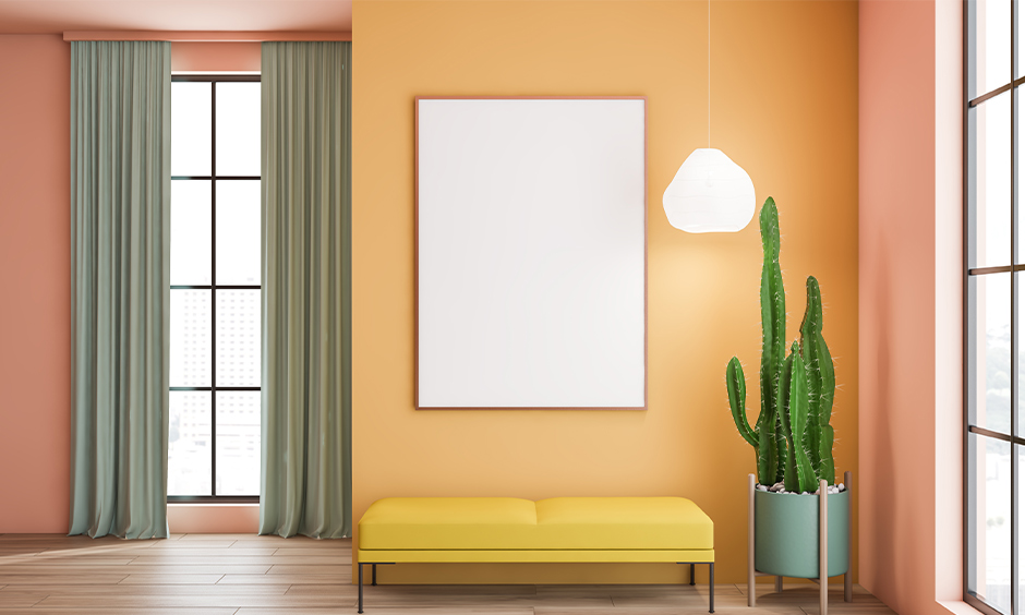 Grey curtains for yellow walls in your living room