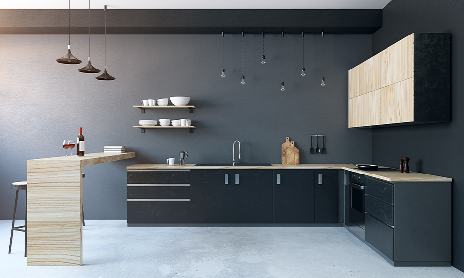 Black and brown modern kitchen design colors look elegant and bold.