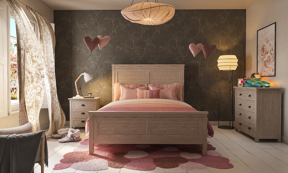 A French romantique style bedroom decor for valentines day