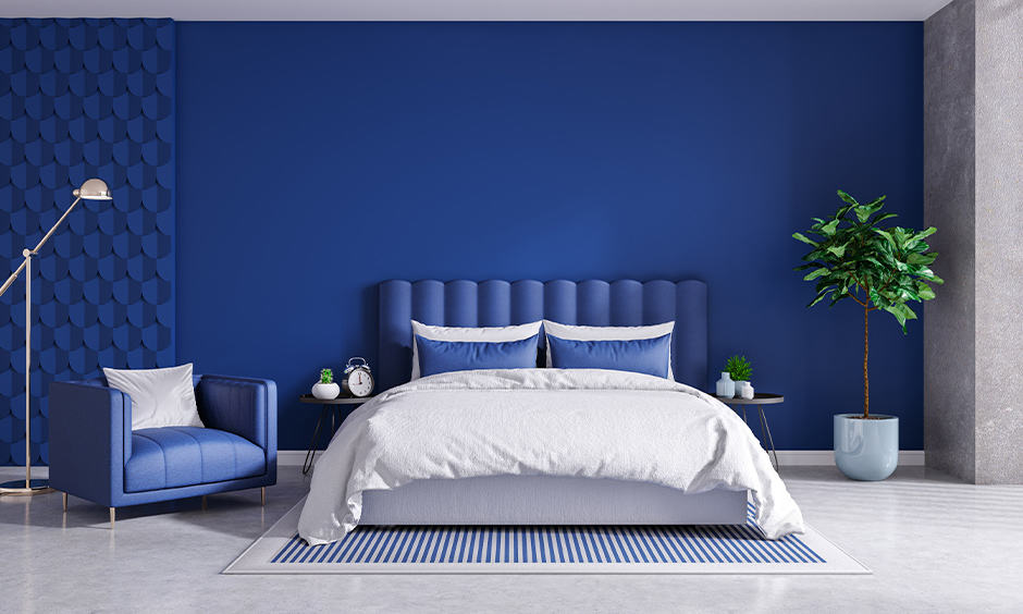 Modern blue and white bedroom design ideas