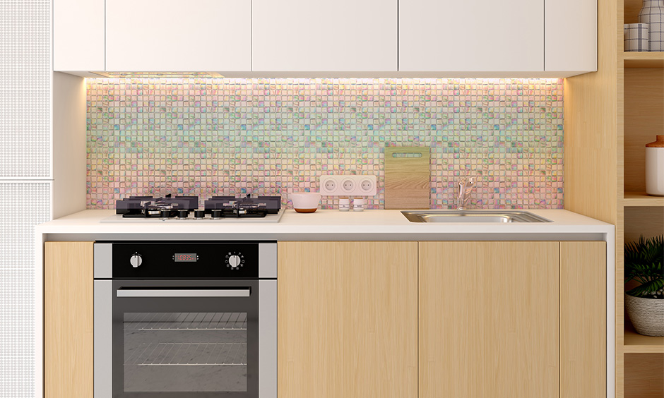 Modern kitchen wall tiles with iridescent  tint