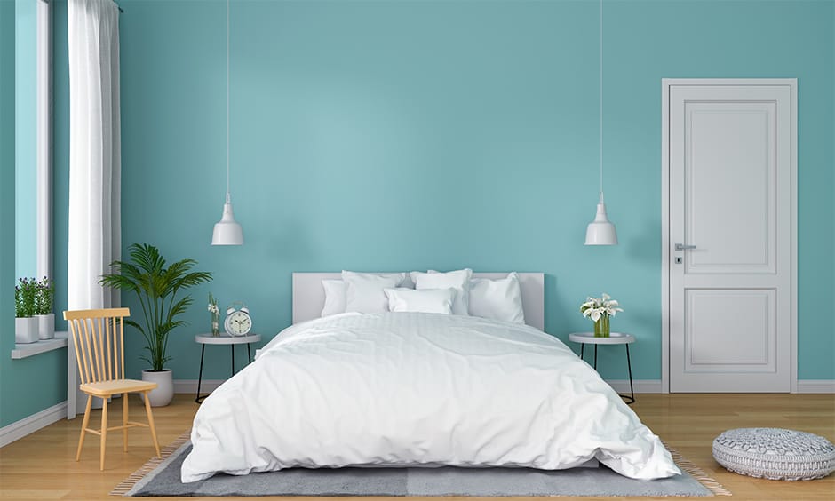 Pastel blue and white bedroom design ideas